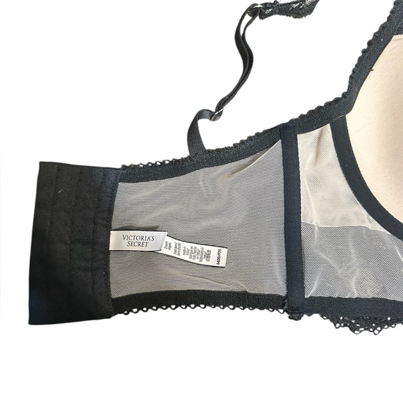 Victoria’s Secret Black Lace Longline Bra – 34DD Underwire Push Up Lingerie - Picture 5 of 9